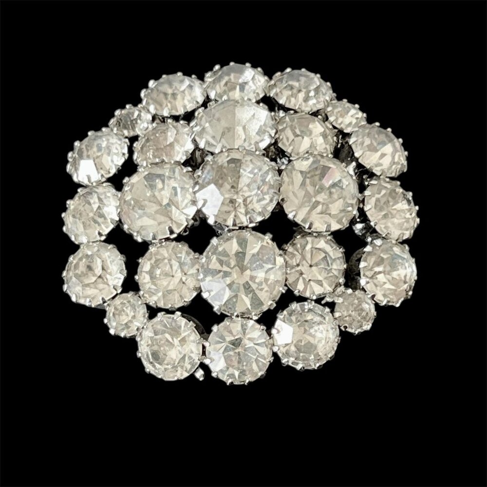 Vintage KARU ARKE Rhinestone Brooch // 1.75" Diameter // Signed